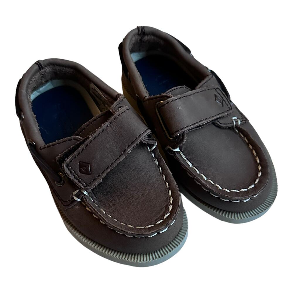 Sperry Halyard Brown Hook & Loop Boat Shoes - Size 5.5